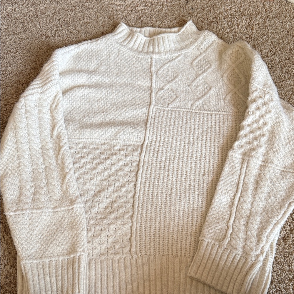 American Eagle Outfitters Cream Textured Sweater
